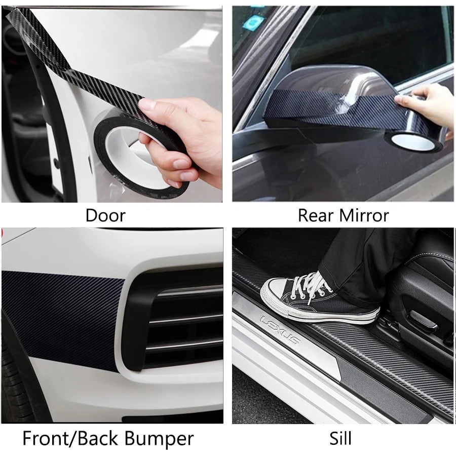 Anti-Scratch 5D Carbon Fiber Stickers - Displays compatibility of the product in a collage