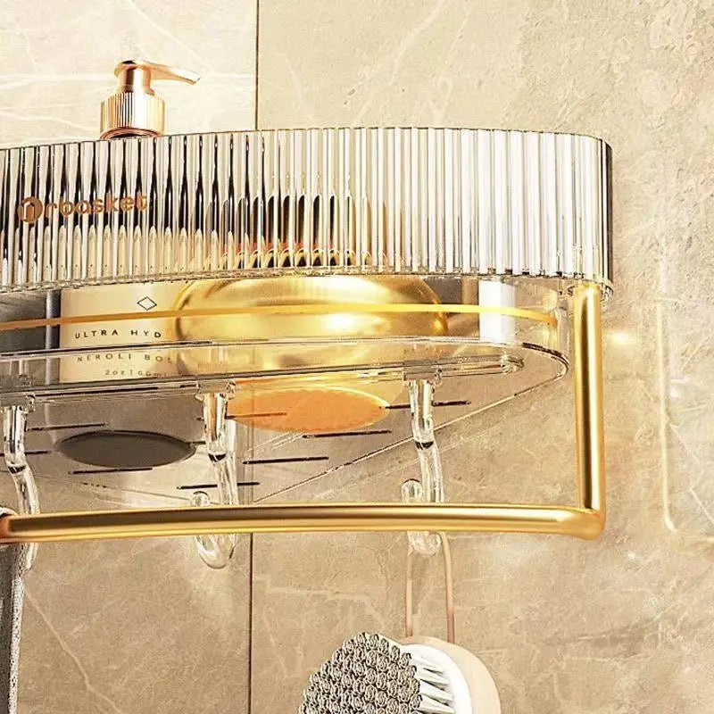 wall-mounted bathroom triangle shelf featuring its hook