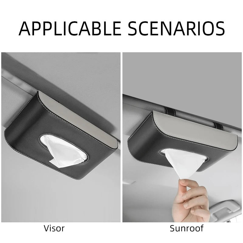 A vehicle showcasing a Car Sun Visor Tissue Holder