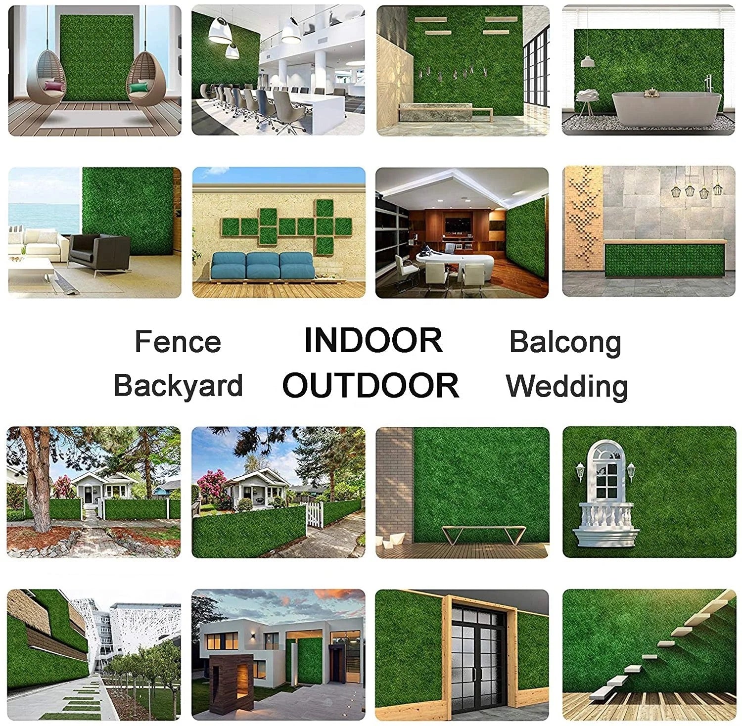 Image displaying the suitable places to stick Artificial Grass Plant