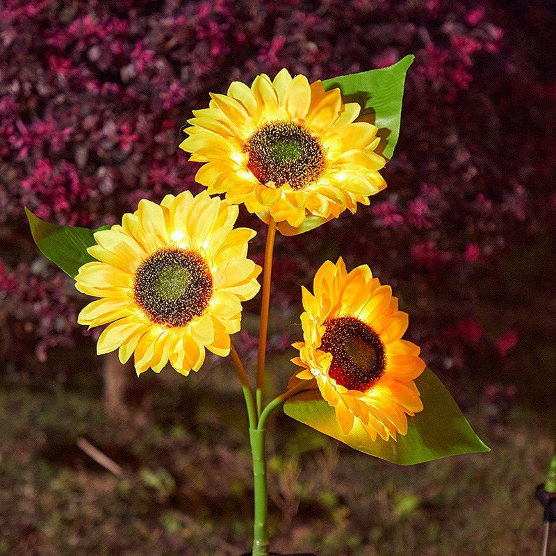 Solar Sunflowers Outside Garden Lawn Decor Light