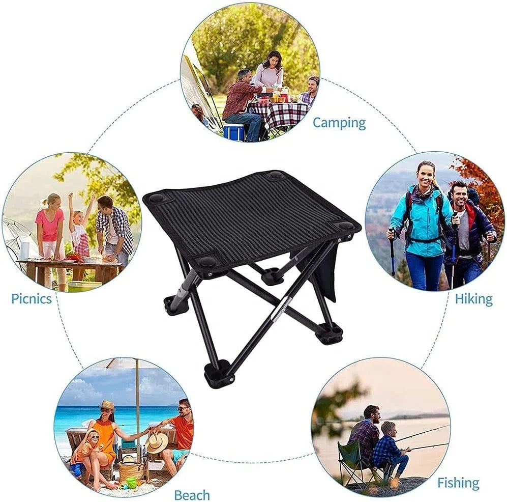 Portable Outdoor Camping Stool, Quick Deploy Seat Chair for Picnic, Camping, Fishing, BBQ