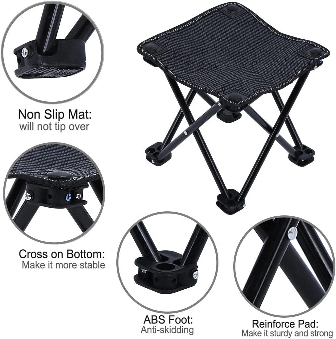Portable Outdoor Camping Stool, Quick Deploy Seat Chair for Picnic, Camping, Fishing, BBQ