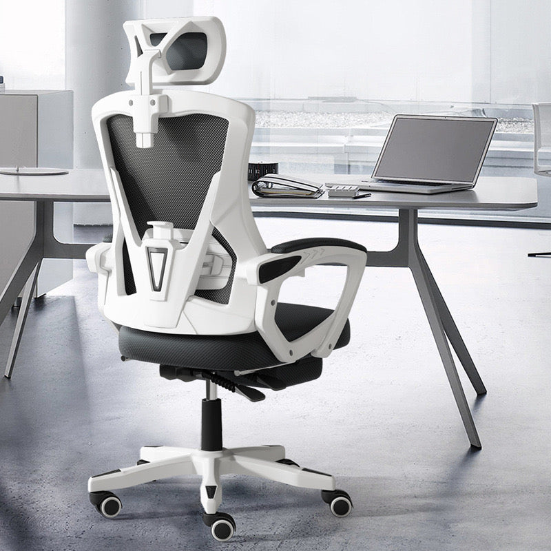 Showcasing the rear view of Adjustable Office Chair with Wheels placed in an office