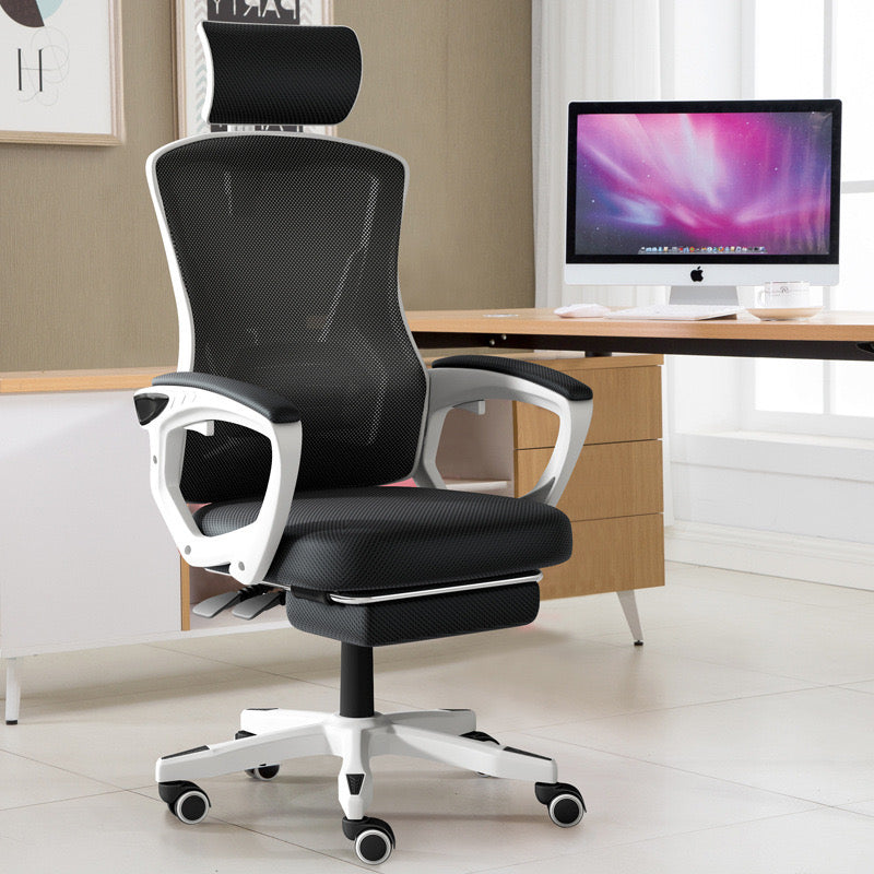 Black+White color Adjustable Office Chair placed in an office room