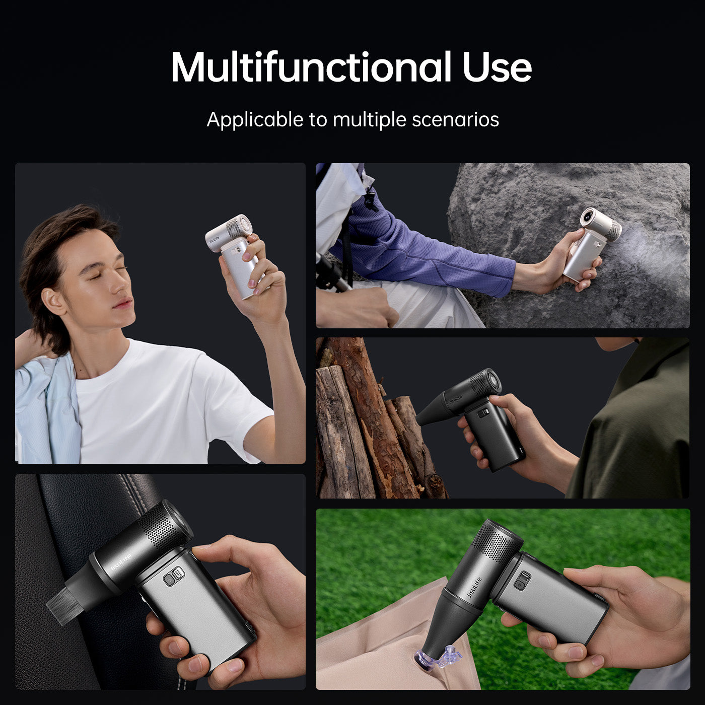 A Person is Demonstrating the Multifuntional usage of JisuLife Handheld Fan Ultra2.