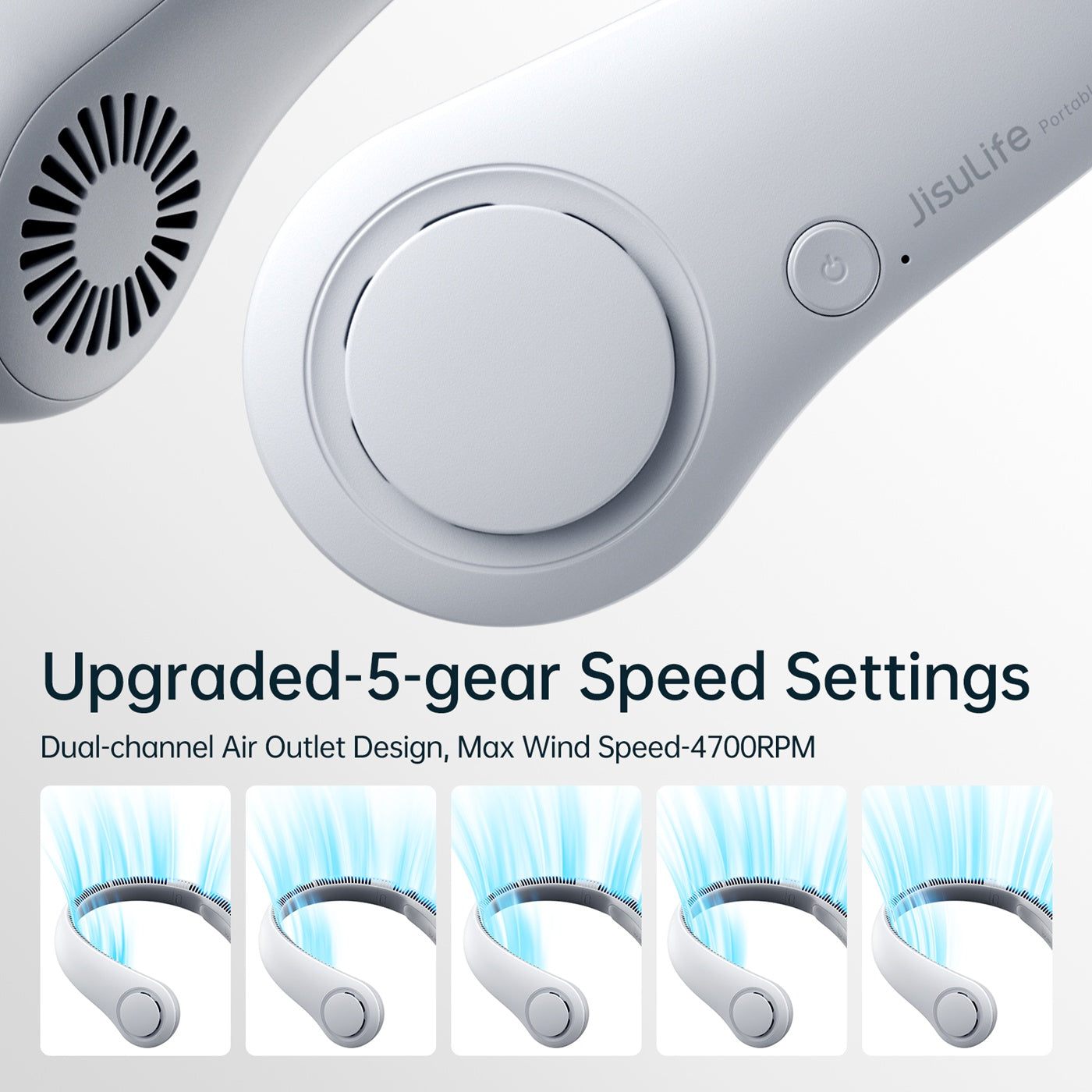 5 Speed Gear Of Jisulife Neck Fan Life 3.