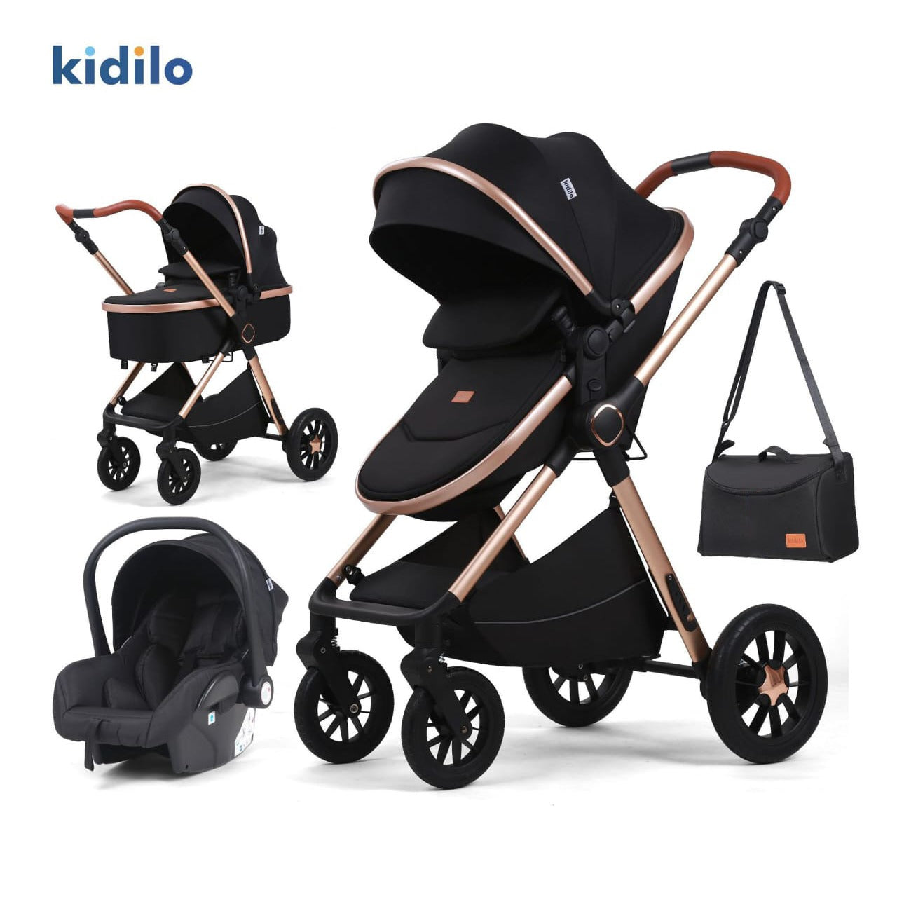 Kidilo 3 in 1 Baby Stroller Bassinet with Infant Carrier Baby Car Se