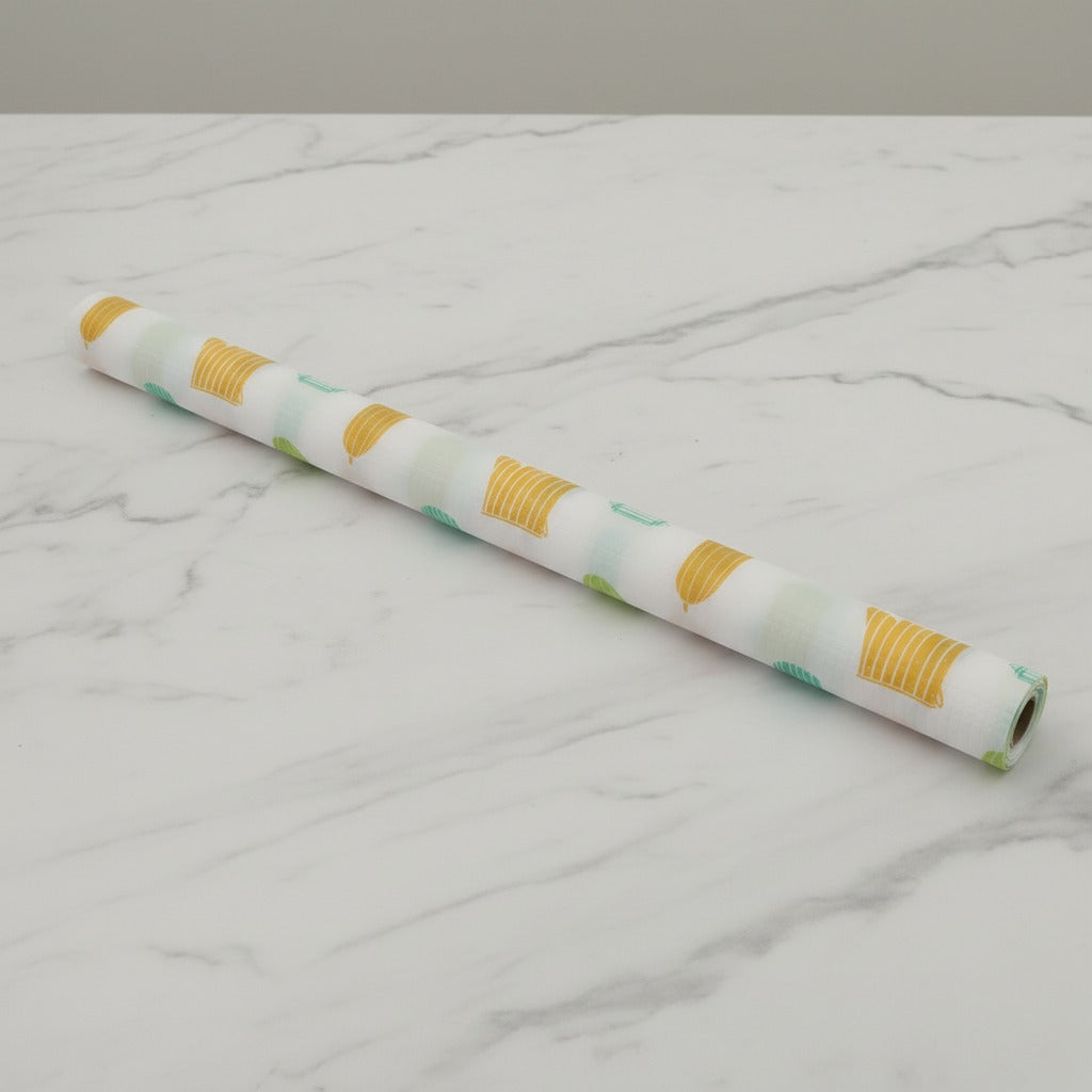Roll of Kitchen Shelf Liner Mat on a marble surface