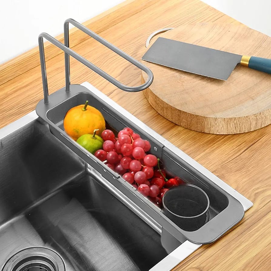 Fruits are Kept at Kitchen Sink Organizer Storage Drain Rack.