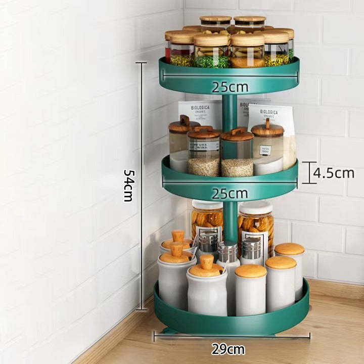 Kitchen Spice Storage Rack Organizer With Spice Items.