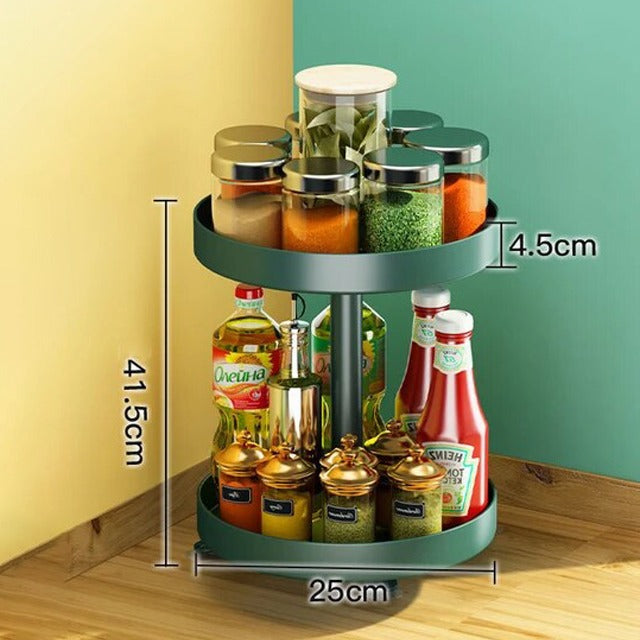 Kitchen Spice Storage Rack Organizer With Spice Items.