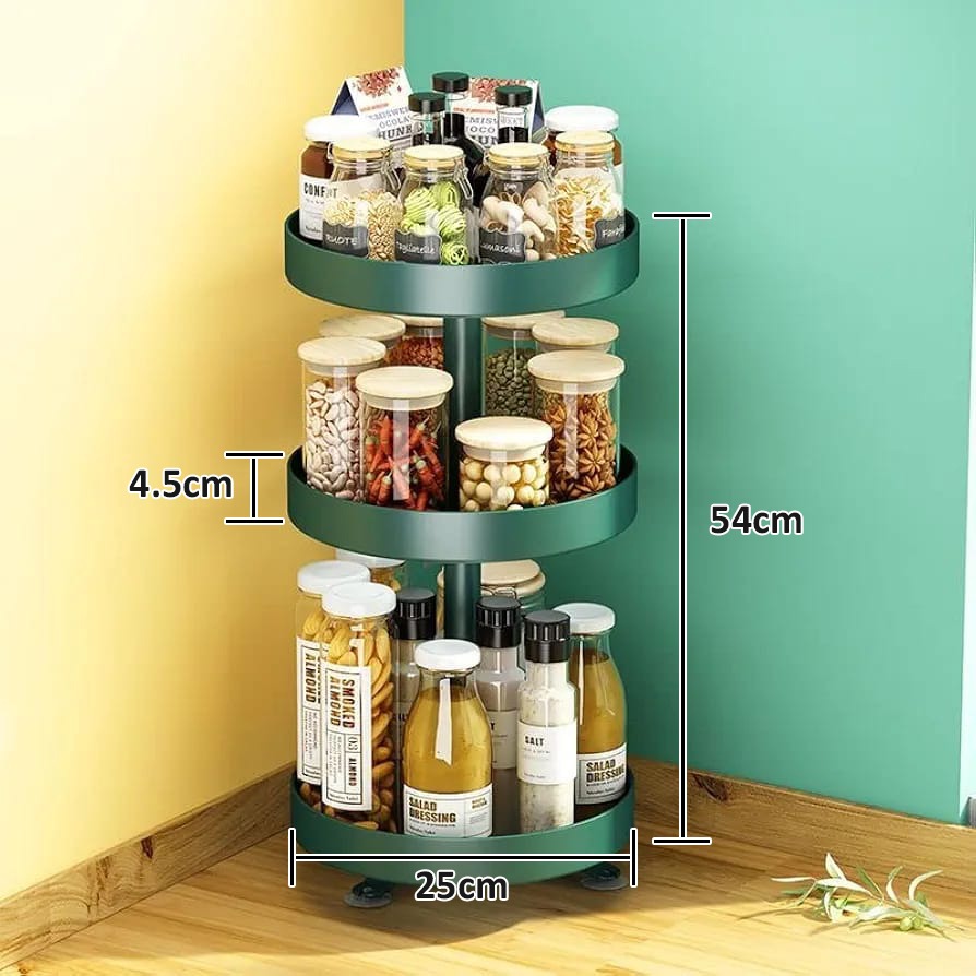 Kitchen Spice Storage Rack Organizer With Spice Items.