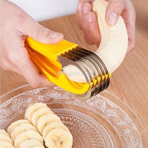 Someone using a Stainless Steel Banana Cutter Slicer