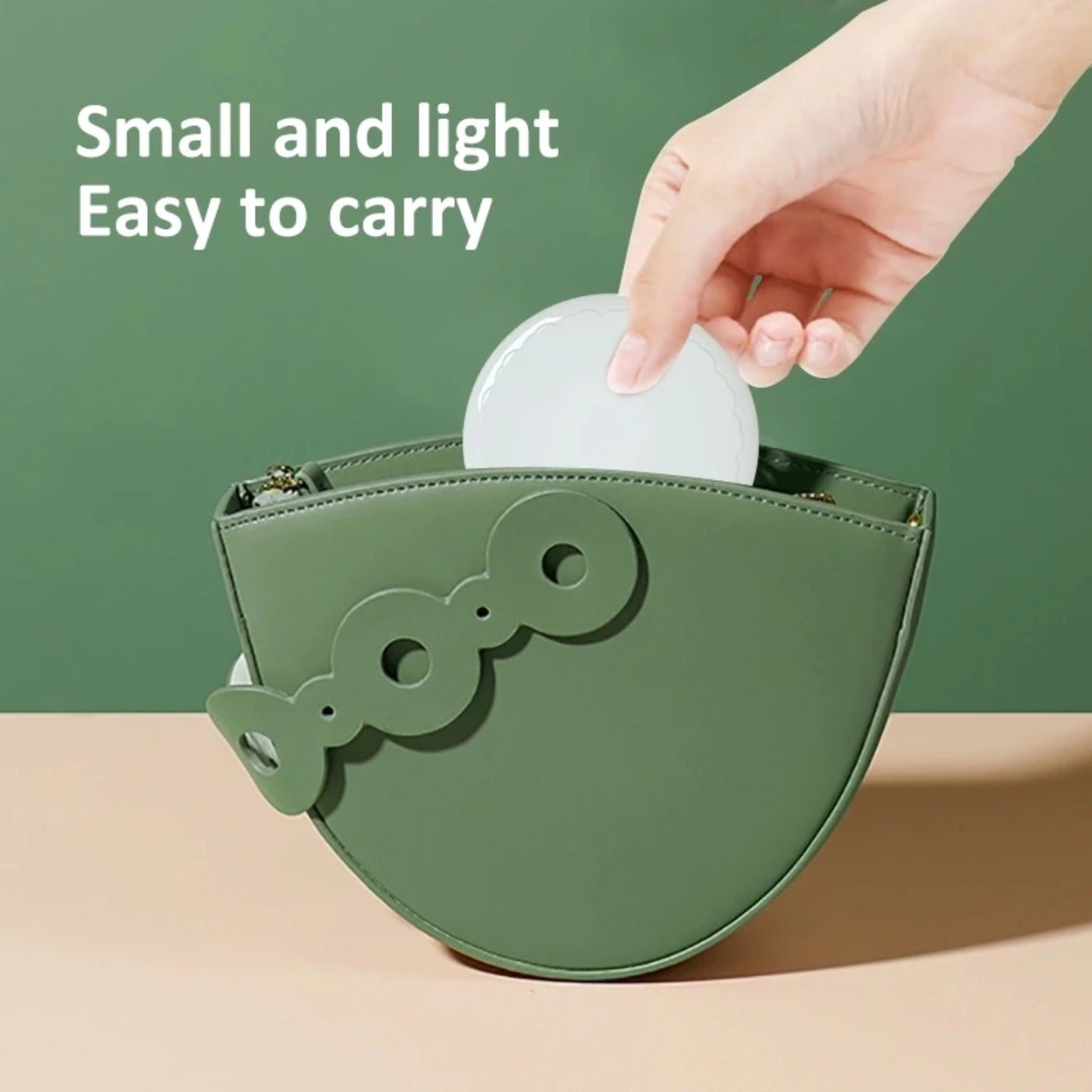 A Person is Keeping LED Compact Makeup Mirror on her Bag.