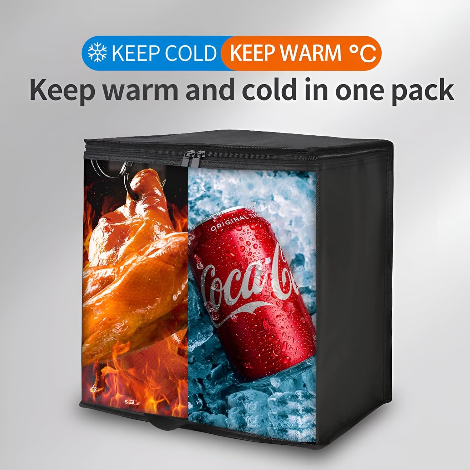 Cold and War feature of Large Insulated Cooler Bag.