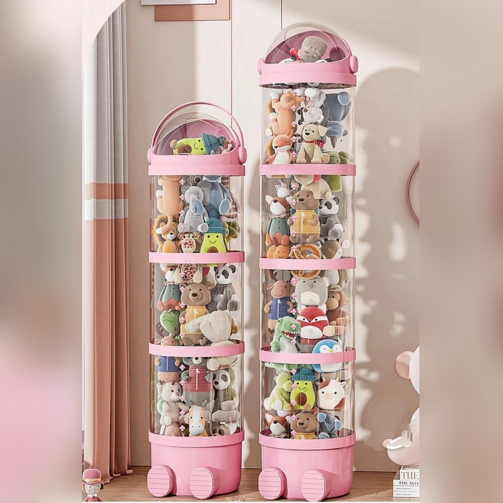 Large Toy Storage Bin Organizer Box with Dolls are Stuffed in it.