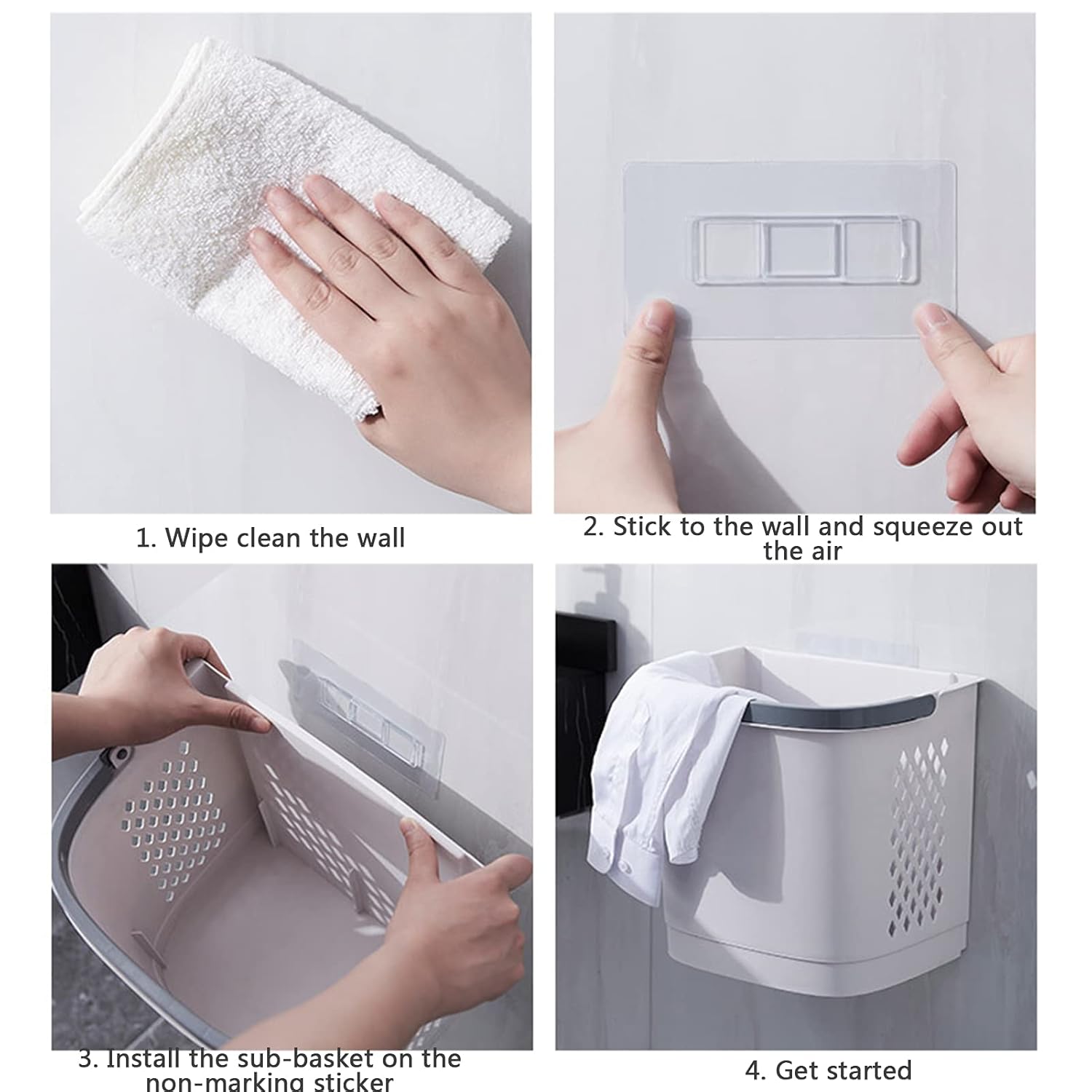 Installation steps of sub basket on wall