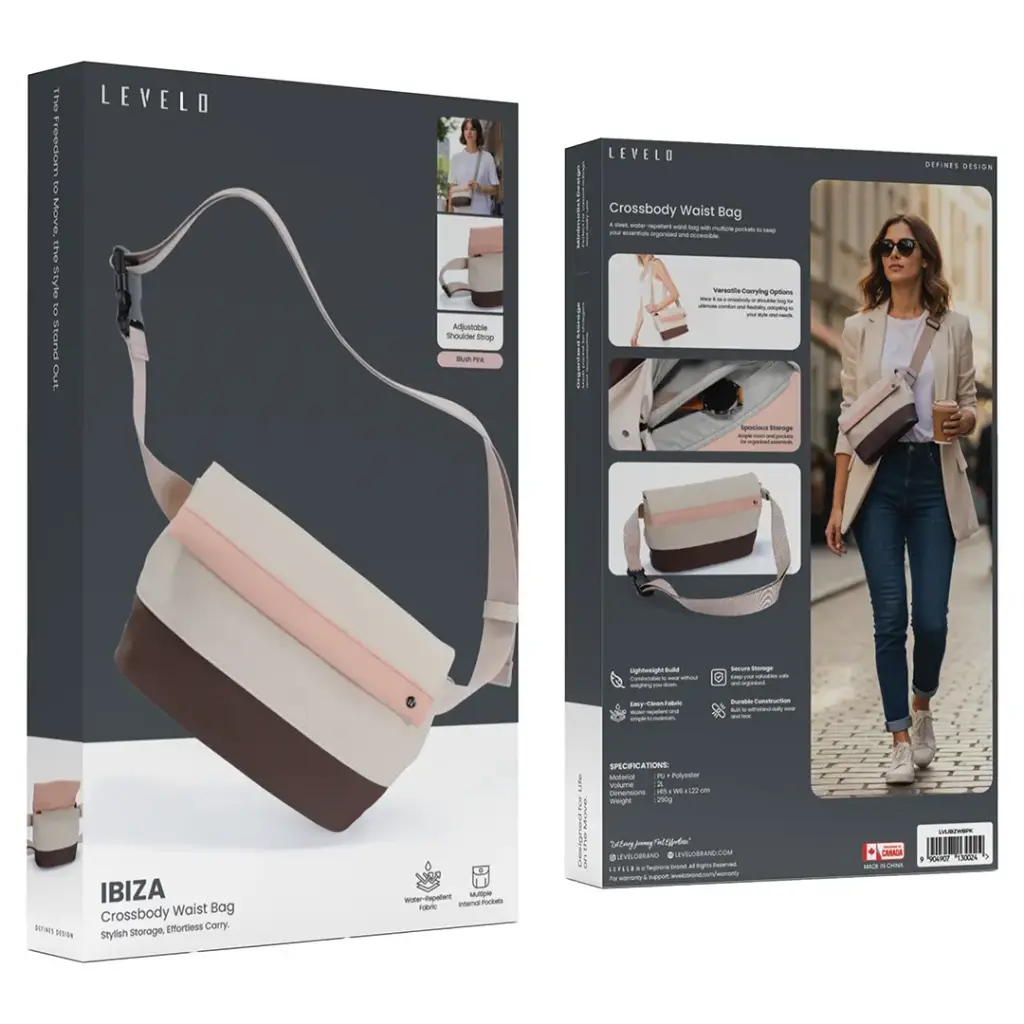 Pack of LEVELO Ibiza Crossbody Waist Bag.