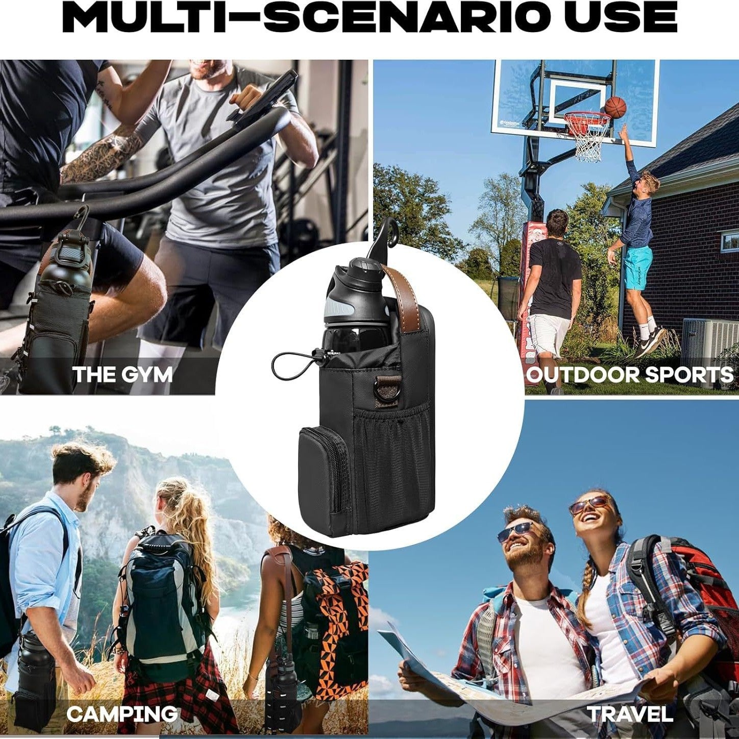 Multi-Scenario Use Of Magnetic Gym Bag Bottle Holder.