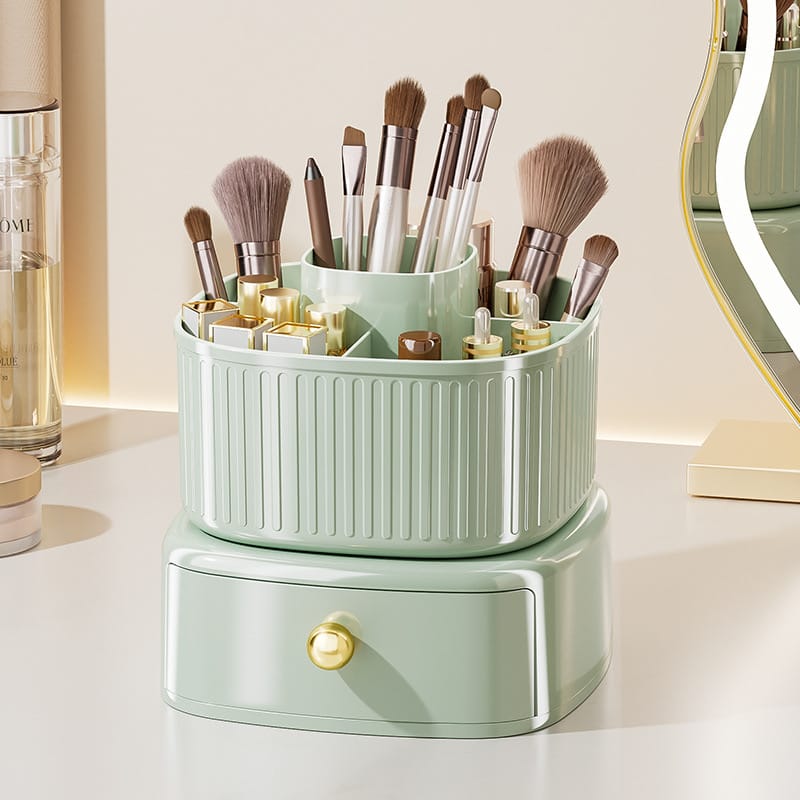 Rotating Makeup Organizer With Drawer.