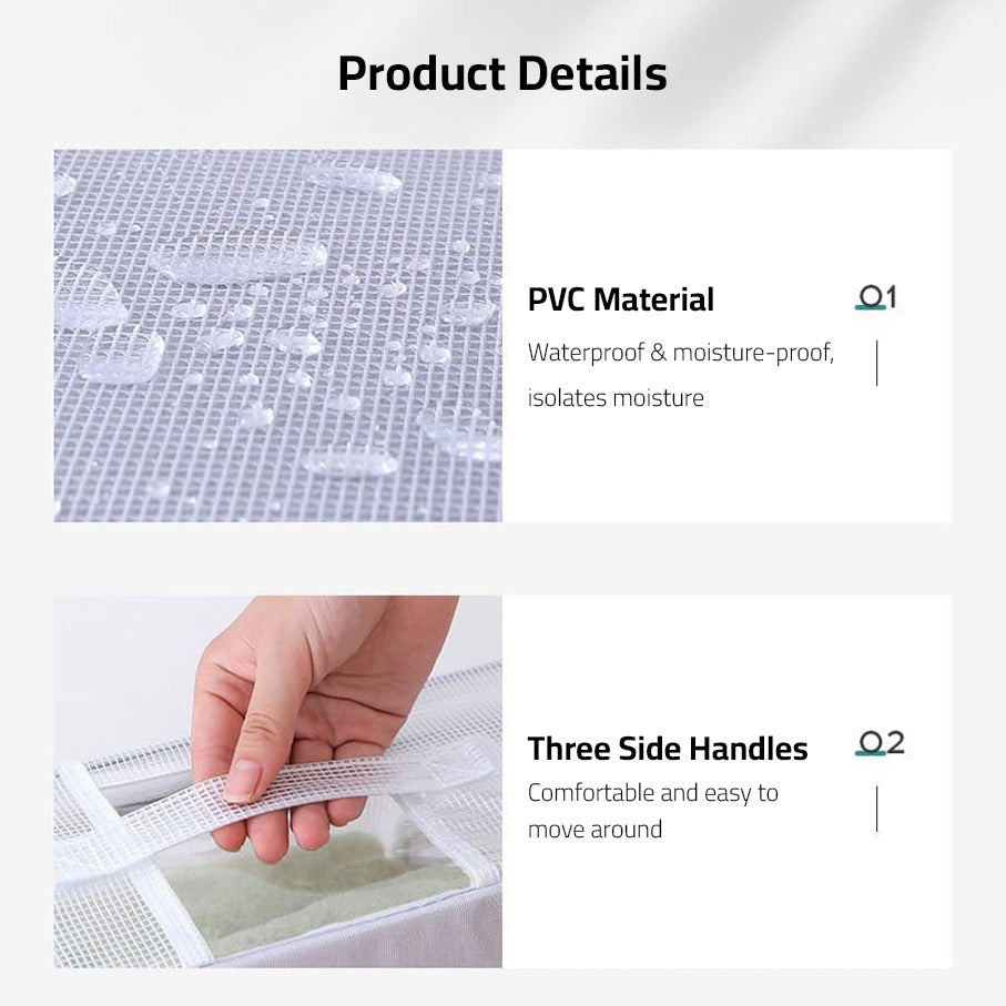 A Person is Demonstrating Material Of Underbed Storage Box.