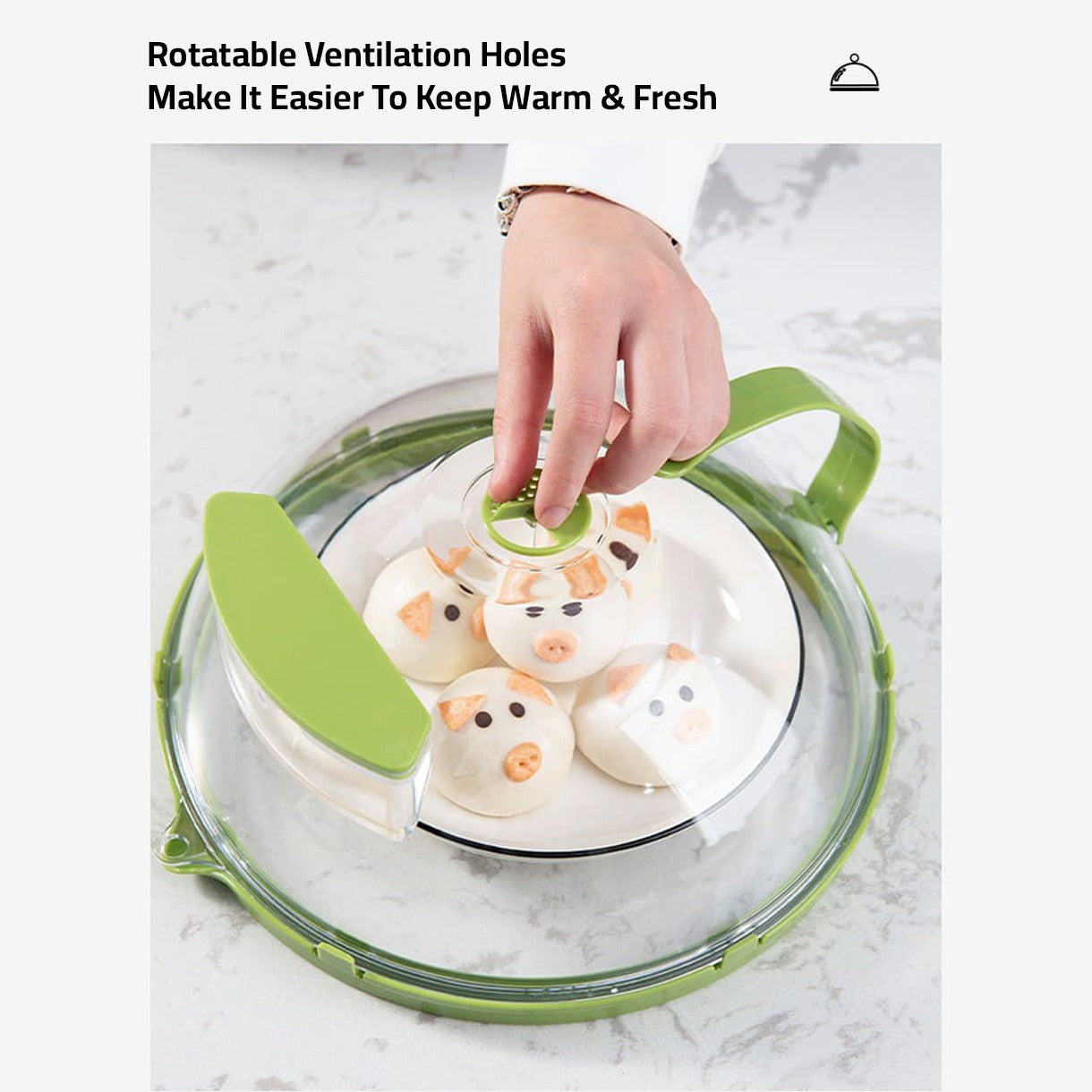 A Person is Opening Ventilation Holes Of Microwave Oven Splatter Cover.