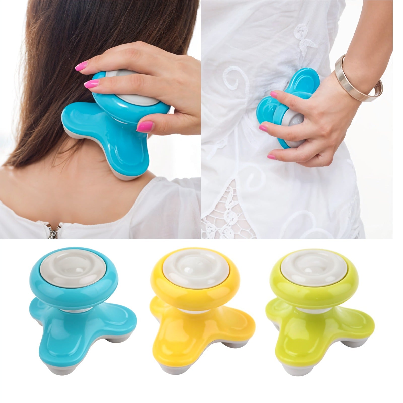 A Person is Using Mini Electric Massager on Different Body Parts.
