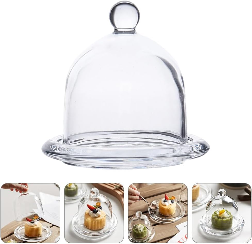 A Person is Having Cake From Mini Glass Cake & Pastry Serving Dome.