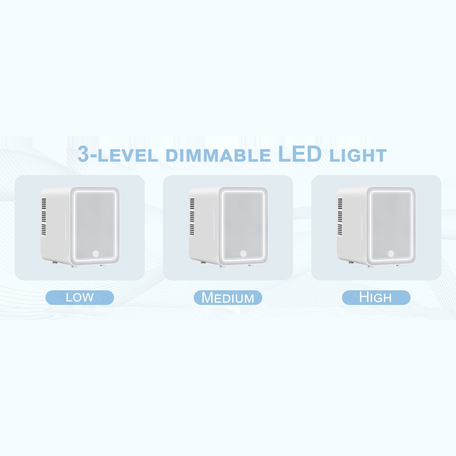 Lighting Of Mini Multifunction Cosmetic Refrigerator With Mirror.