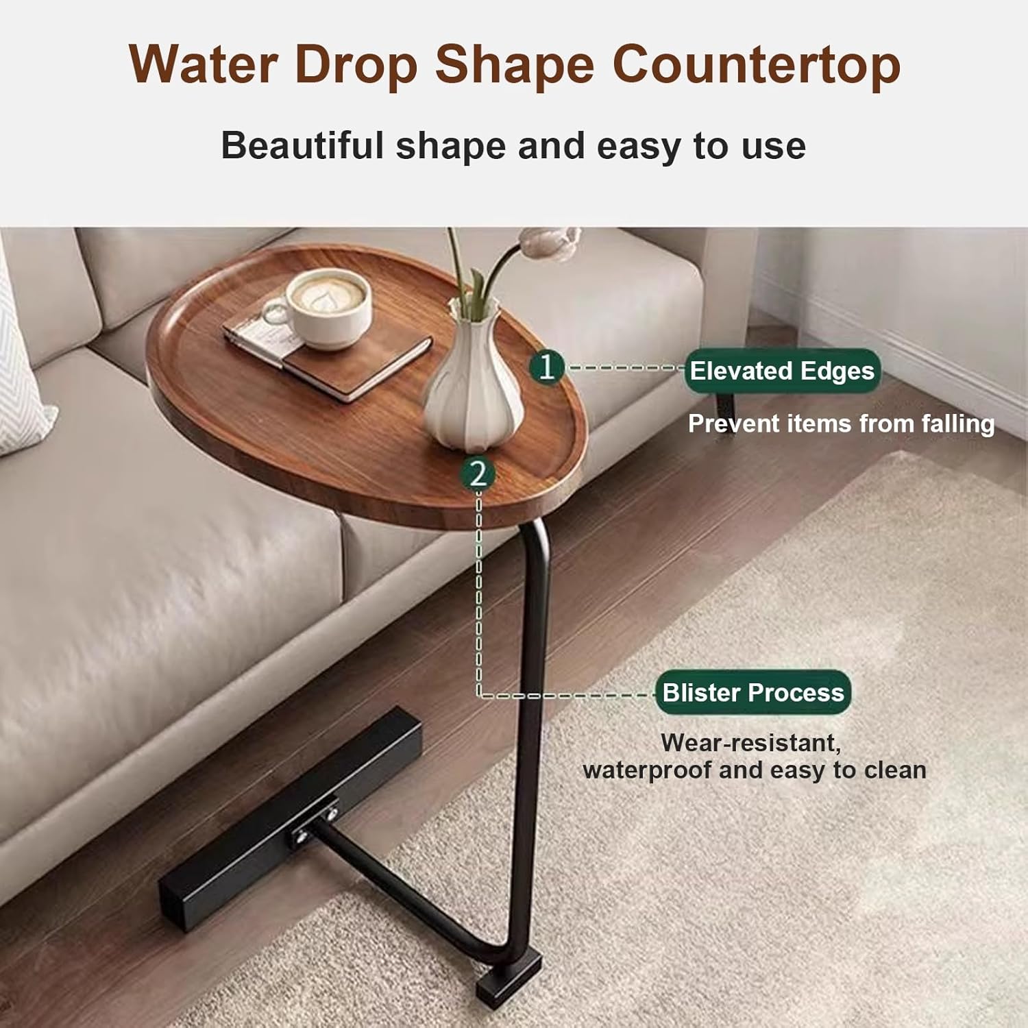 Modern C-Shaped Side Coffee Table Serving Coffee.