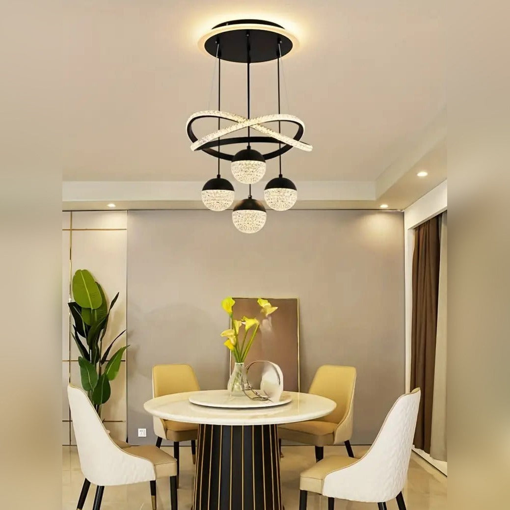 Modern Chandelier Pendant Indoor Lamp At Dining Area.