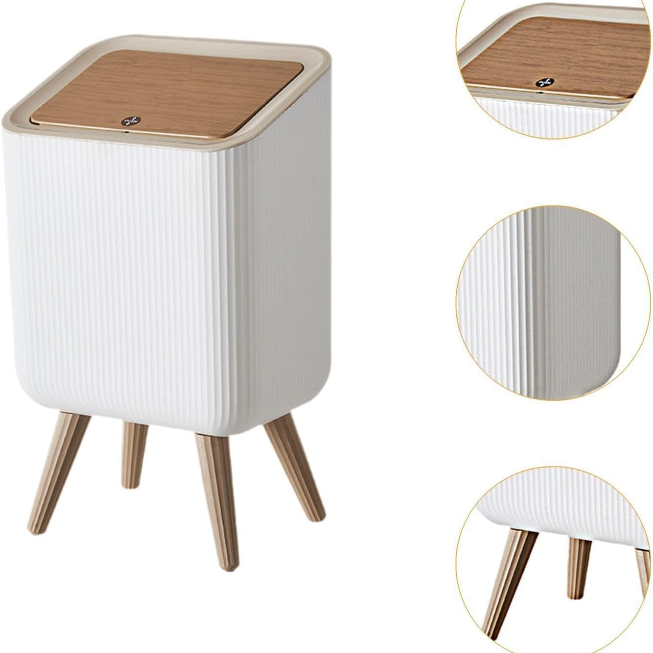 Parts Of Modern Push Top Trash Can with Lid.
