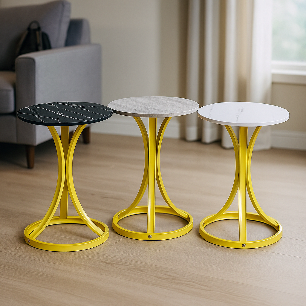 3 Different Variants Of Modern Round Coffee Table.