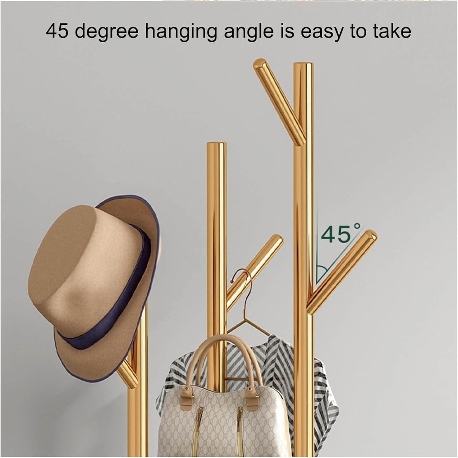 Hooks Of Modern Standing Coat Rack is Organized with Coat and Other Accessories.