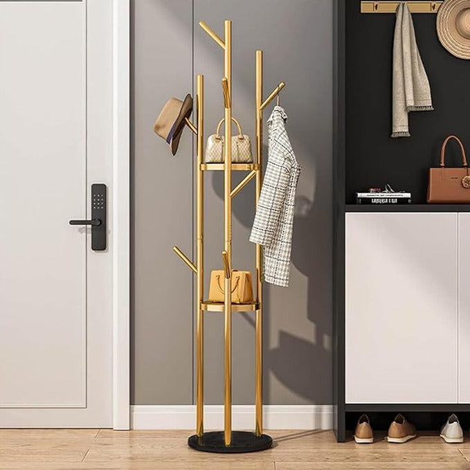 Modern Standing Coat Rack is Organized with Coat and Other Accessories.