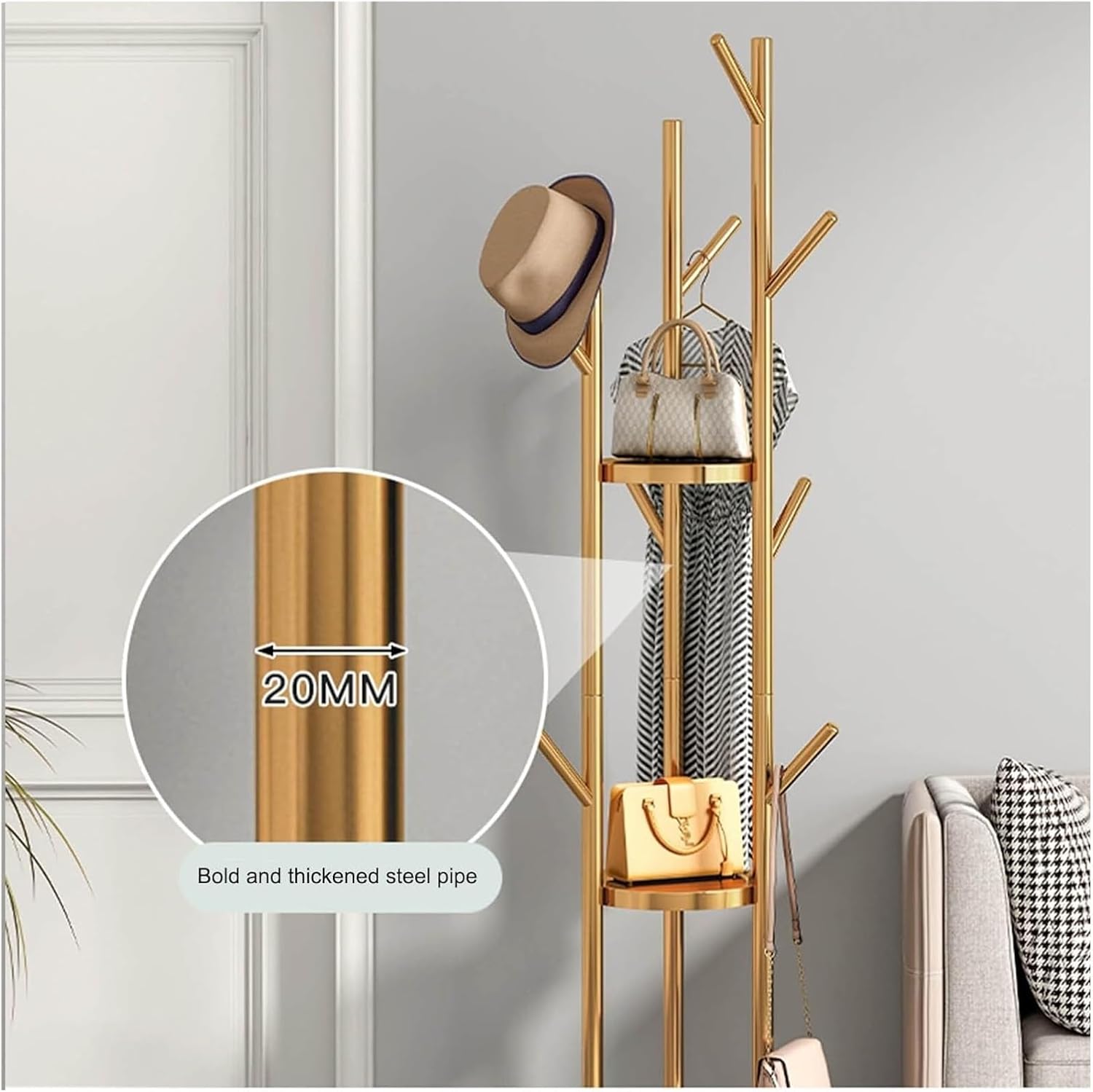 Modern Standing Coat Rack is Organized with Coat and Other Accessories.