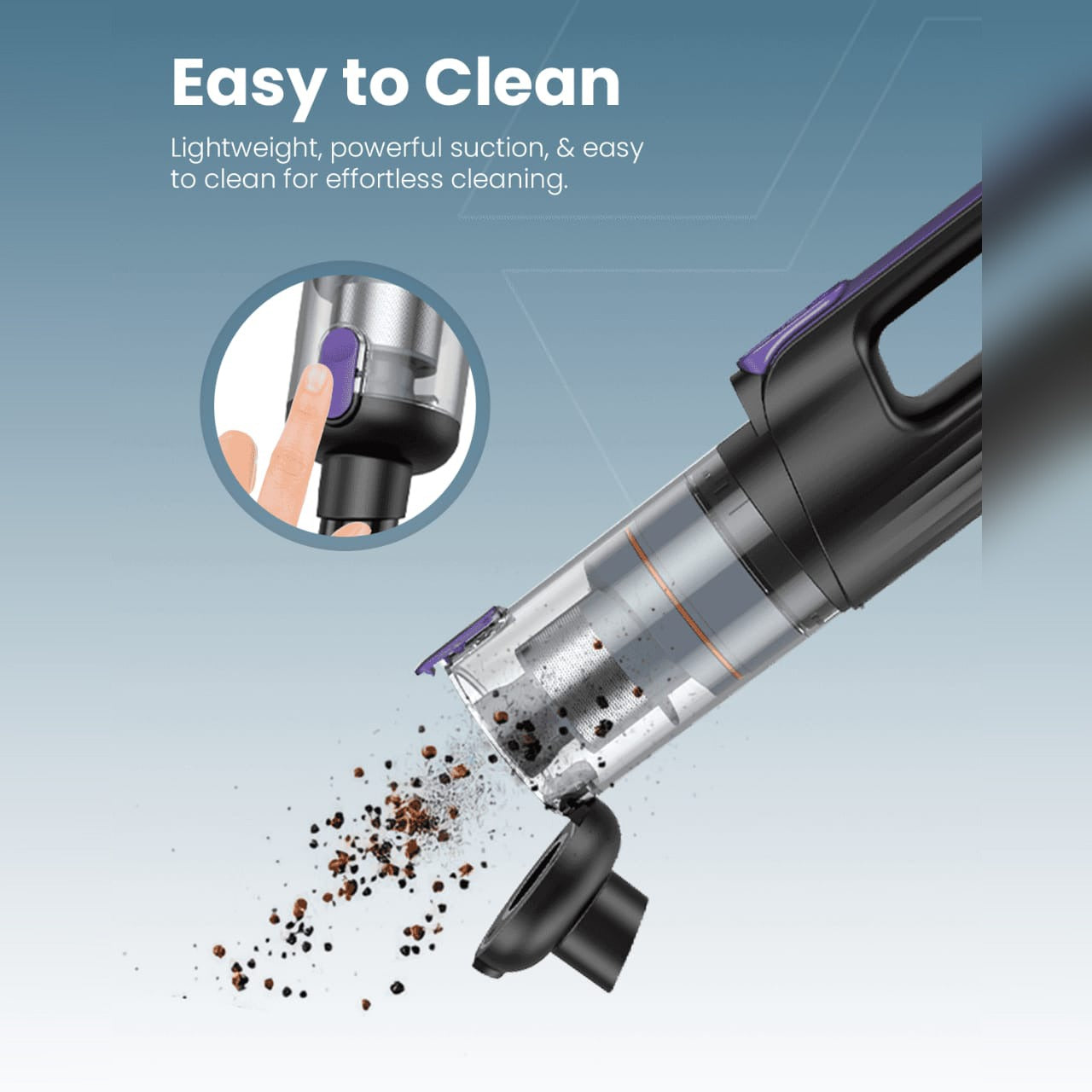 Someone is Cleaning Moxedo Cordless Handheld Vacuum Cleaner.