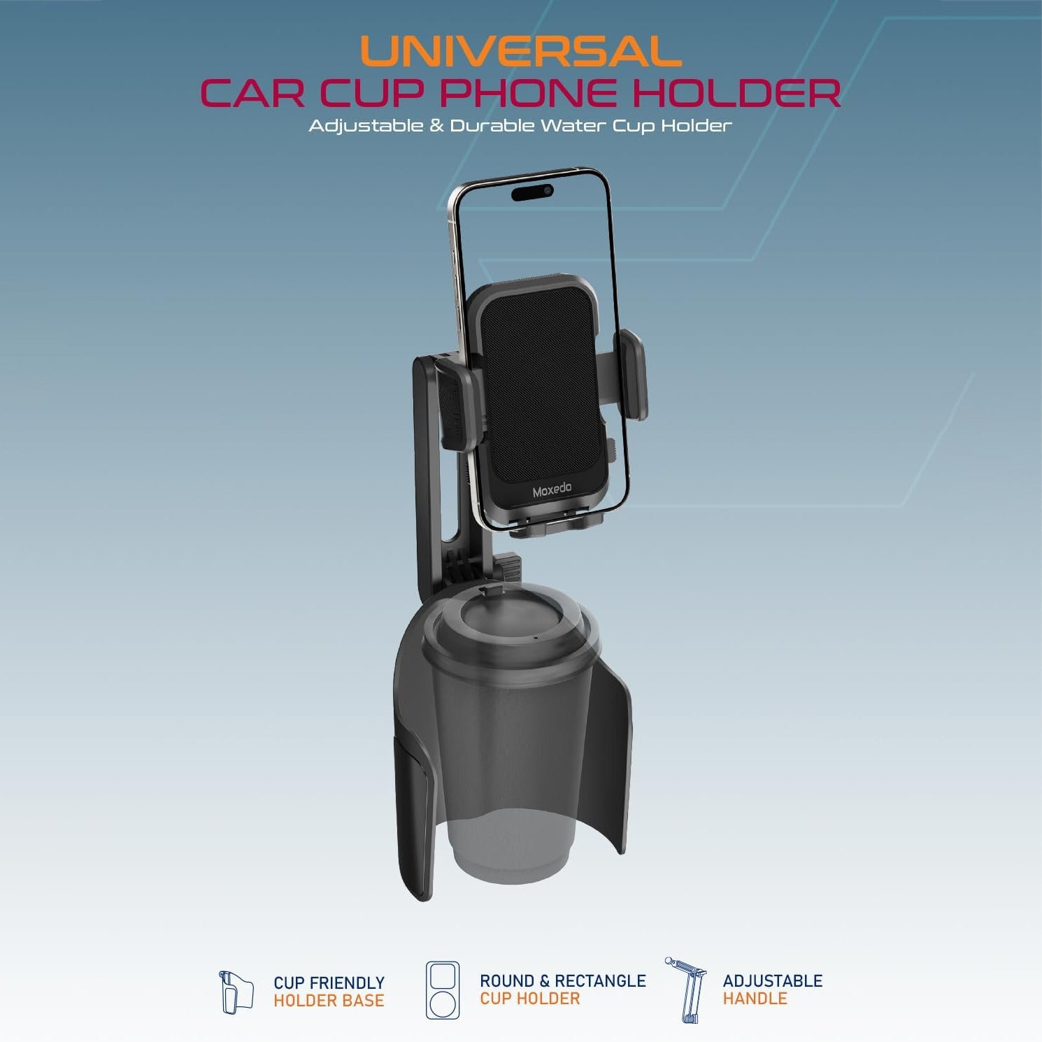 Moxedo Cup-Holder Car Phone Mount Holding Mobile Phone.