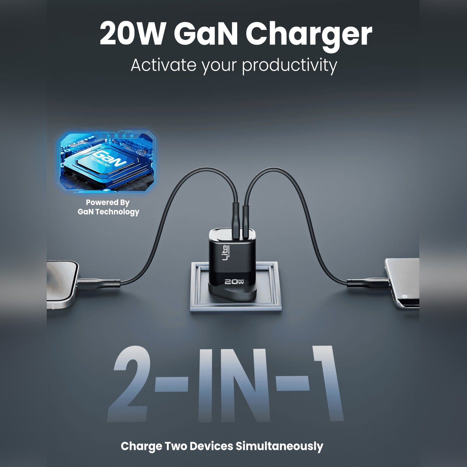 Multiple Devices are Connected to Moxedo Lite 20W GaN Charger.