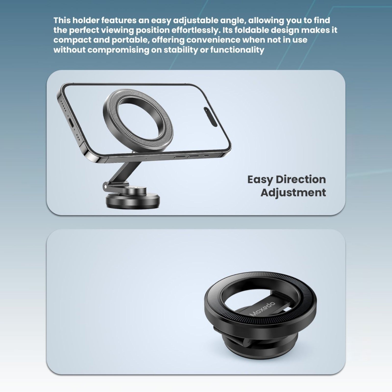 A Mobile Phone is Placed On a Moxedo Snap-On Magnetic Car Phone Holder