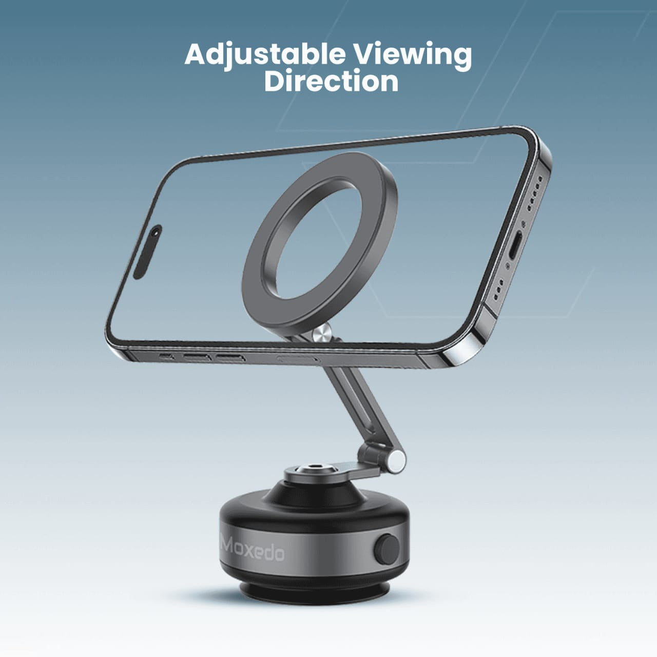 A Mobile Phone is Placed On a Moxedo Vacuum Suction Electric Magnetic Phone Holder.