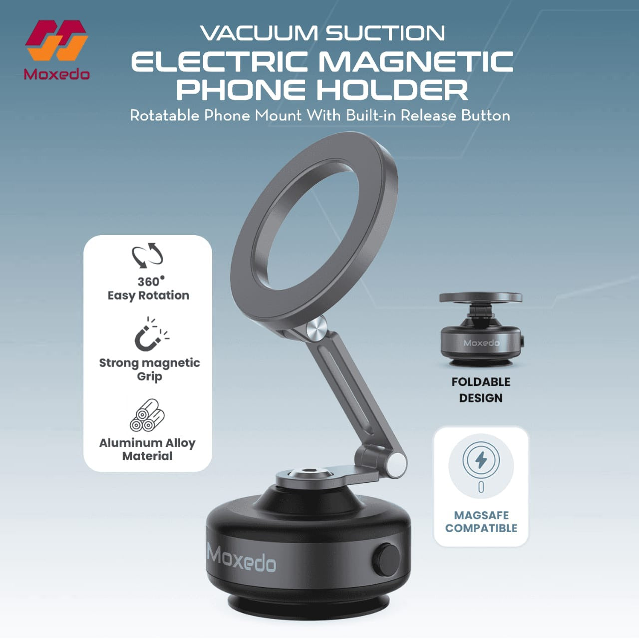Moxedo Vacuum Suction Electric Magnetic Phone Holder.