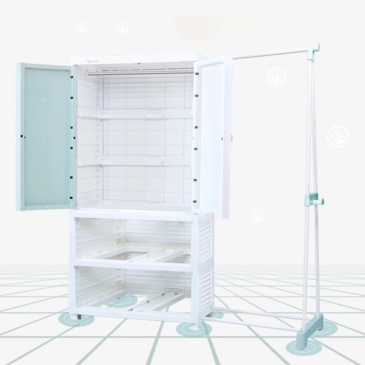 Inside View Of Baby Multi-Layer Drawer Type Wardrobe Shelf.