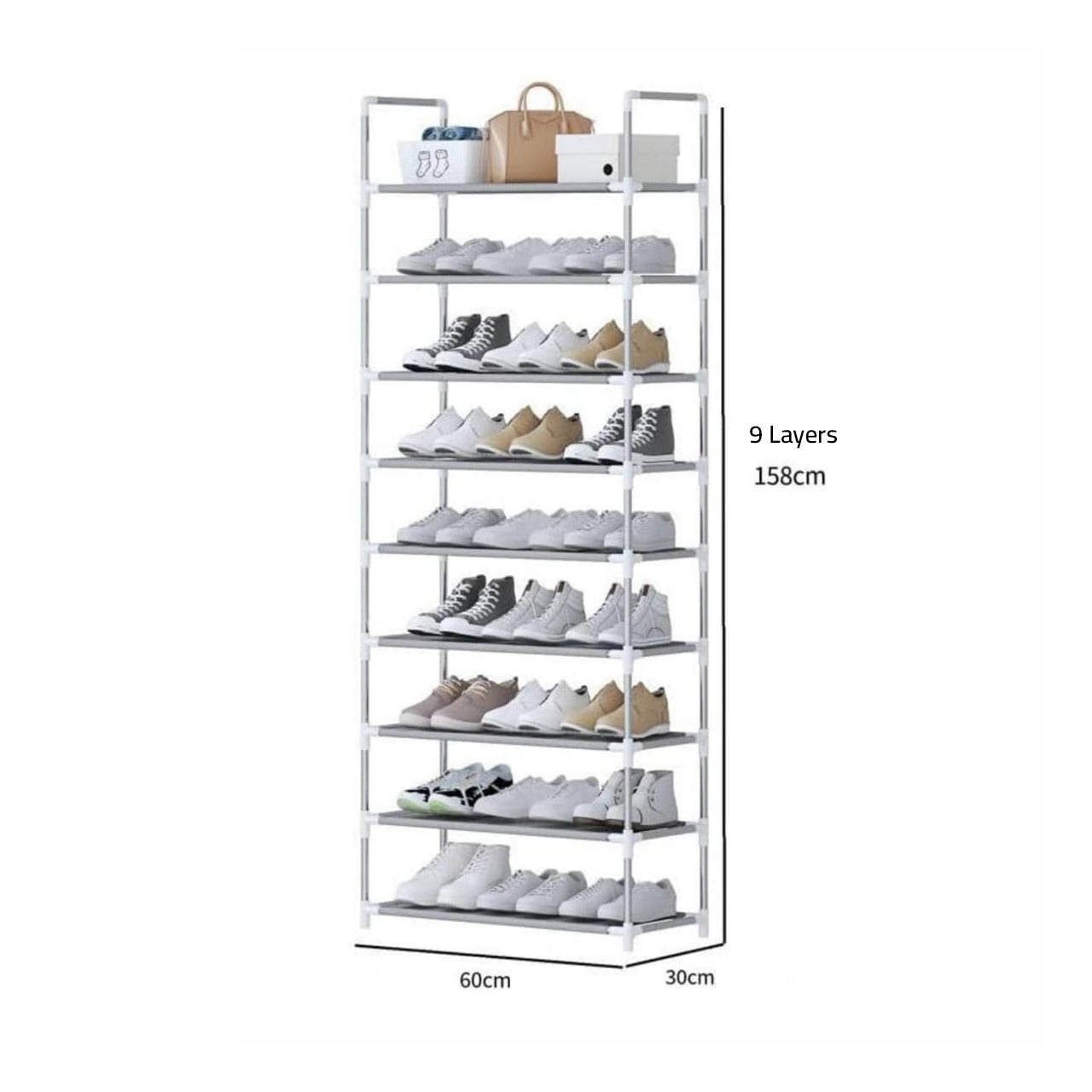 Size Of  Multi-Layer Shoe Organizer Shelf Stand Iin Which Shoes Are Organized.