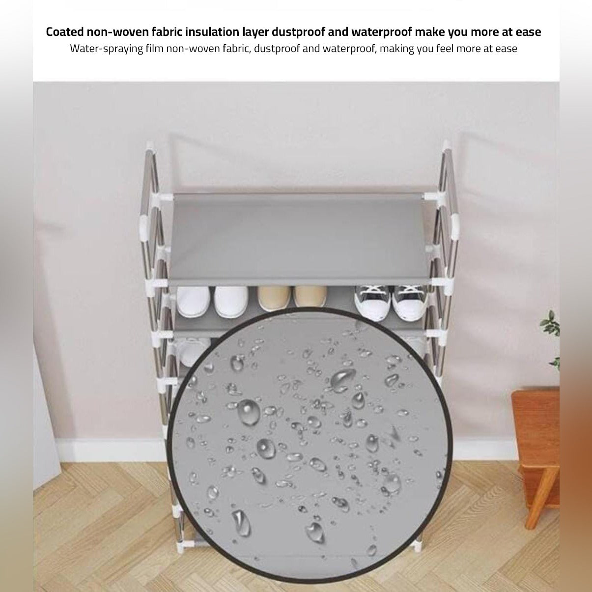 Multi-Layer Shoe Organizer Shelf Stand Iin Which Shoes Are Organized.