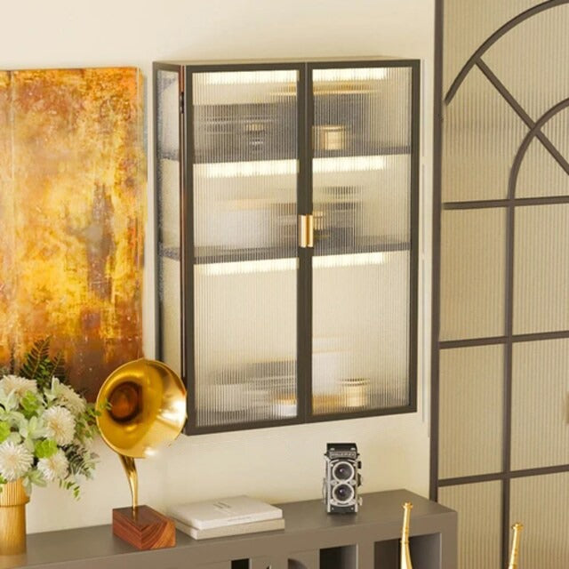 Home Storage Rack Shelf With Cabinet Doors.
