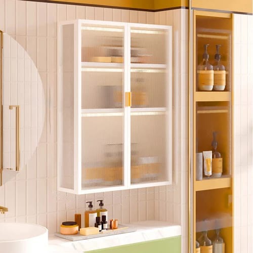 Home Storage Rack Shelf With Cabinet Doors.