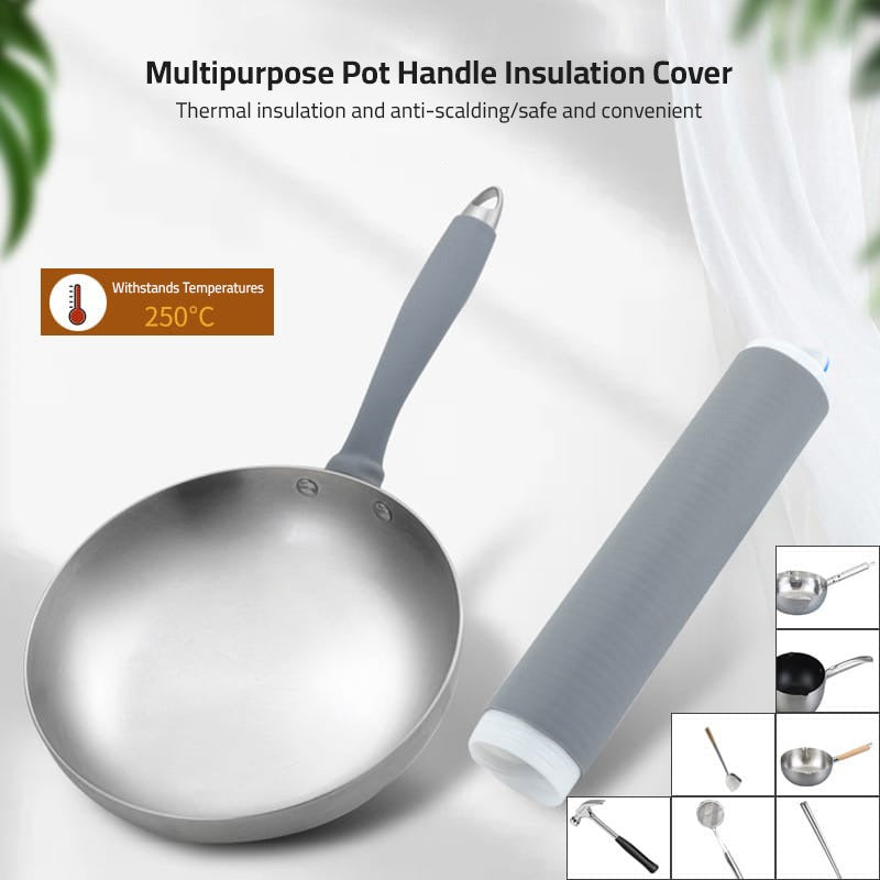 Multi-Purpose Thermal Insulated Pot Handle Cover is Attached On a Wok.