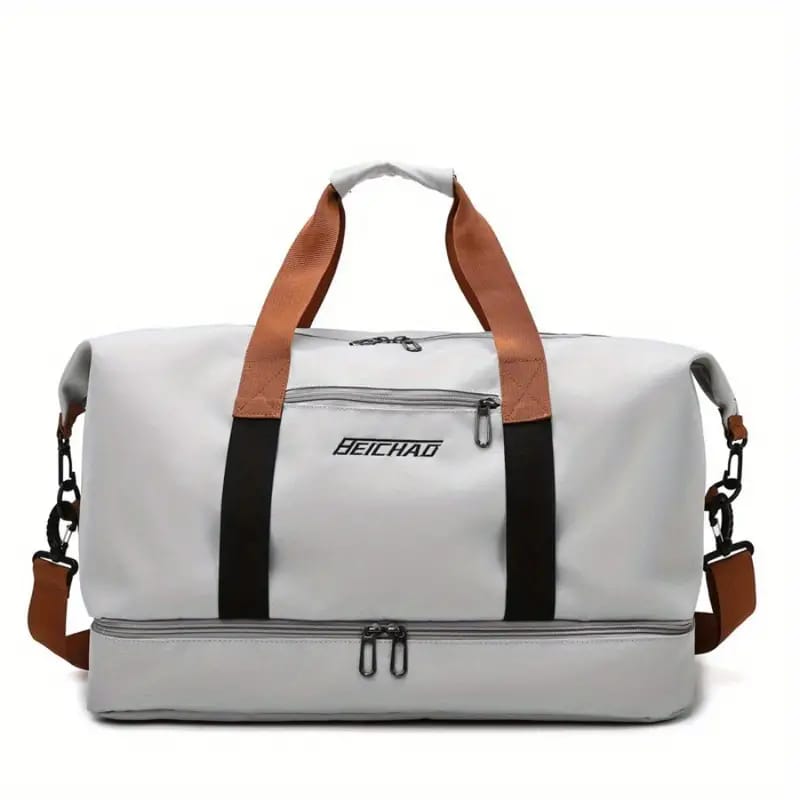 Grey Multi-functional Fashion Fitness Travel Duffle Bag.